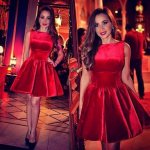 Simple Bateau Neck Sleeveless Red Velet Homecoming Dress Under 100