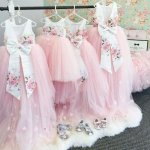 High Low Jewel Backless Pink Tulle Flower Girl Dress with Appliques Bowknot