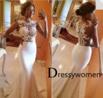 2015 HoT Sale Sexy Mermaid White Court Train Lace evening Gown / Prom dress LAPD-90013