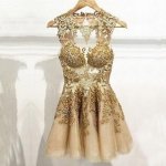 Sexy Sweetheart A-line Gold Appliques Homecoming Dresses CHHD-90108