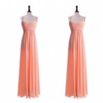 Luxurious A-Line Floor Length Chiffon Spaghetti Straps Pink Bridesmaid Dress With Ruched