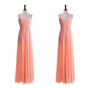 Luxurious A-Line Floor Length Chiffon Spaghetti Straps Pink Bridesmaid Dress With Ruched