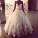New Arrival Sweetheart Bridal Wedding Dresses Waist with Rhinestone