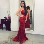 Mermaid Style Prom Dress - Burgundy Illusion Back Long with Appliques