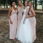 A-Line Spaghetti Straps Blush Long Bridesmaid Dress with Split