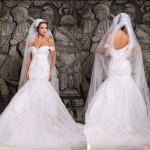 Luxurious Mermaid Wedding Dresses - White Off the Shoulder Bridal Gown with Beaded