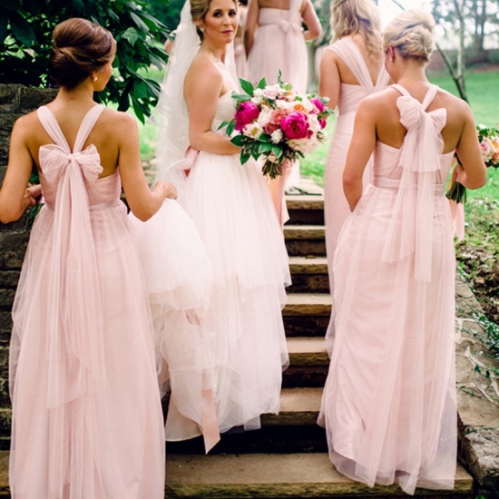 Elegant Floor Length Halter Bridesmaid Dress with Bowknot - Click Image to Close
