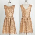 Gorgeous Bridesmaid Dress -Gold A-Line Scoop Knee-Length with Sequins