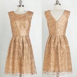 Gorgeous Bridesmaid Dress -Gold A-Line Scoop Knee-Length with Sequins