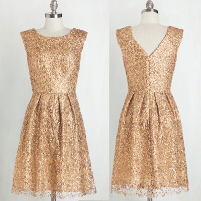 Gorgeous Bridesmaid Dress -Gold A-Line Scoop Knee-Length with Sequins