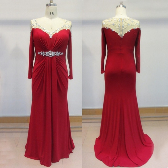 New Arrival Sheath Red Mother of the Bride Dresses Plus Size Rhinestone - Click Image to Close