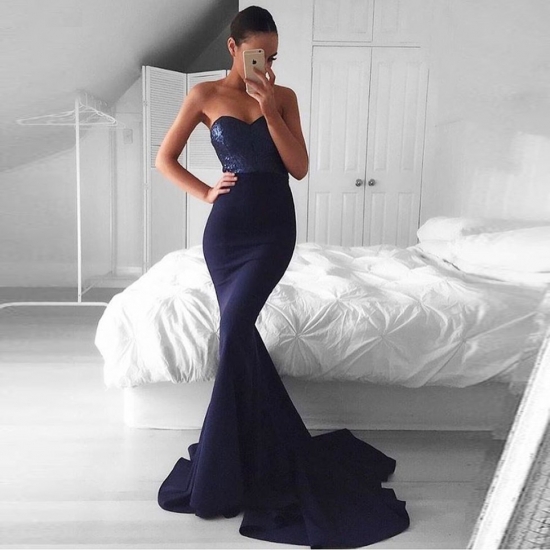 Elegant Mermaid Sweetheart Sleeveless Long Prom Dress with Sequins - Click Image to Close