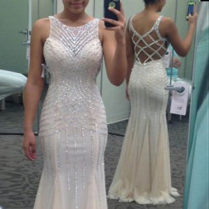 Youthful Ivory Prom Dress - Jewel Sleeveless Mermaid Floor Length with Beading