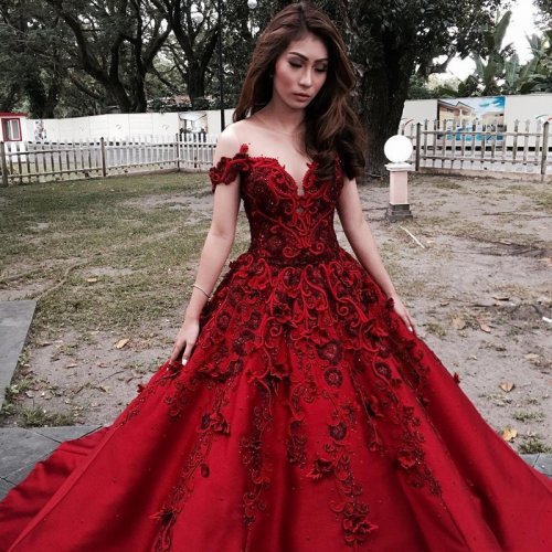 A-Line Illusion Neck Cold Shoulder Dark Red Prom Dress with Beading Appliques