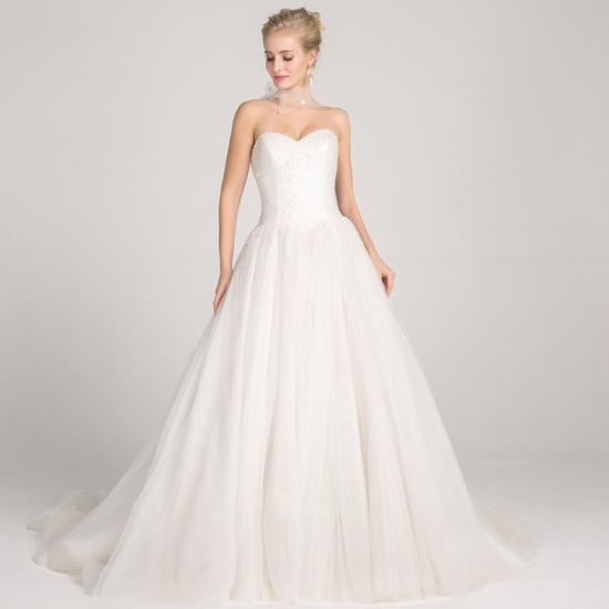 Ball Gown Sweetheart Backless Court Train Wedding Dress with Sequins - Click Image to Close