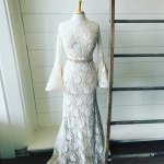 Mermaid Bateau Flare Sleeves Backless Light Champagne Lace Prom Dress