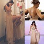 Sexy Long Prom Dress - Champagne Spaghetti Straps with Split