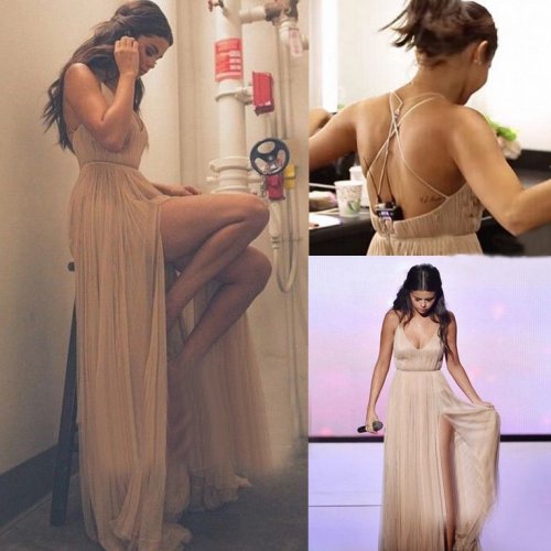 Sexy Long Prom Dress - Champagne Spaghetti Straps with Split