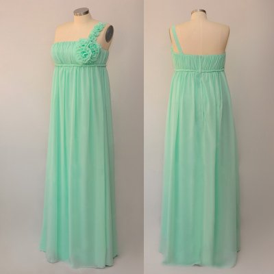 Elegant One Shoulder Plus Size Mint Green Bridesmaid Dress