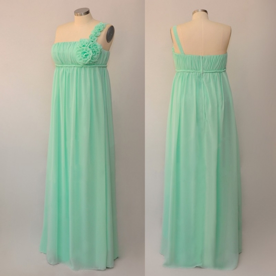 Elegant One Shoulder Plus Size Mint Green Bridesmaid Dress - Click Image to Close