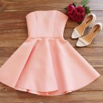 A-Line Strapless Short Pearl Pink Satin Homecoming Cocktail Dress