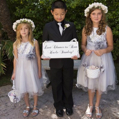 A-Line Bateau Knee-Length Light Grey Tulle Flower Girl Dress with Sequins