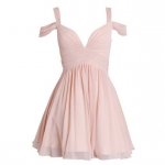 Short/Mini Chiffon Bridesmaid Dress - Pink A-Line Off-the-Shoulder