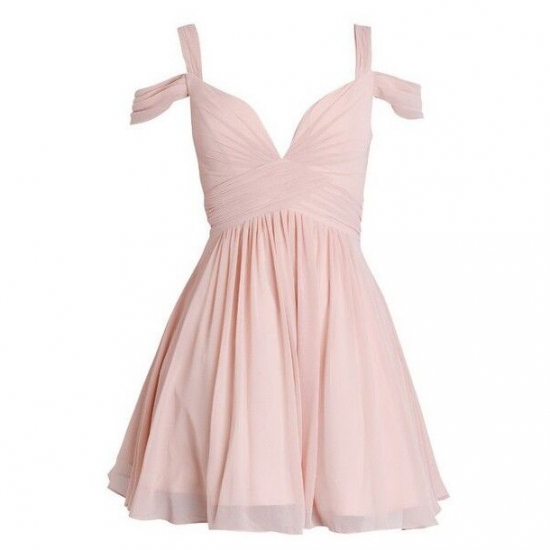 Short/Mini Chiffon Bridesmaid Dress - Pink A-Line Off-the-Shoulder - Click Image to Close