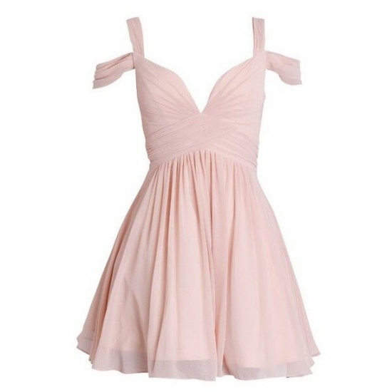 Short/Mini Chiffon Bridesmaid Dress - Pink A-Line Off-the-Shoulder - Click Image to Close