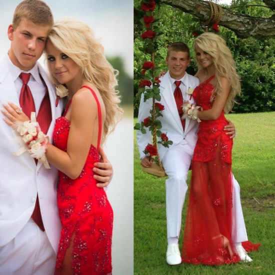 Hot Selling Charming Prom/Evening Dress - Red One Shoulder Tulle with Appliques - Click Image to Close