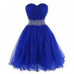 Cheap Short Sweetheart Knee-Length Royal Blue Homecoing Dress with Beading Waist