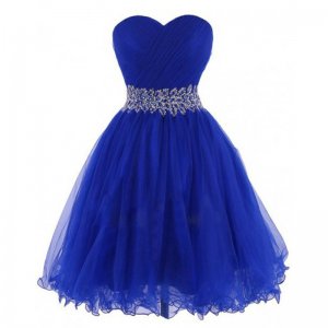 Cheap Short Sweetheart Knee-Length Royal Blue Homecoing Dress with Beading Waist