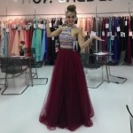 Awesome Halter Sleeveless Floor-Length Maroon Prom Dress with Beading
