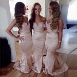 Mermaid Sweetheart Light Champagne Bridesmaid Dress with Sash Lace