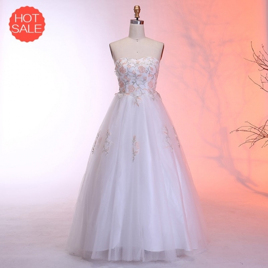 A-Line Sweetheart Floor-Length Wedding Dress with Appliques - Click Image to Close