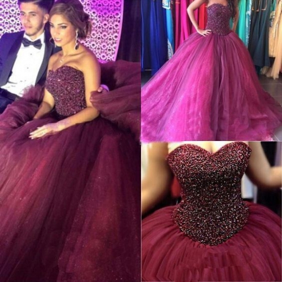 Elegant Ball Gown Strapless Prom/Evening Dresses with Beaded - Click Image to Close