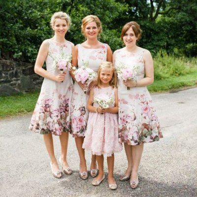 Elegant Square Floral Bridesmaid Dress for Wedding Party
