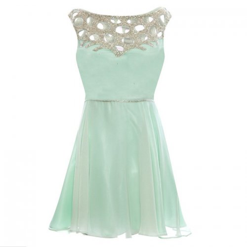Cute Scoop A-line Chiffon Short Mint Bridesmaid Dress With Sequins