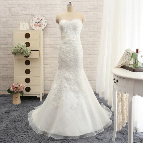 Elegant Mermaid Sweetheart Sash Wedding Dress with Appliques