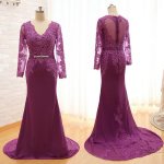 Honorable V-Neck Long Mermaid Maroon Mother of the Bride Dresses with Appliques
