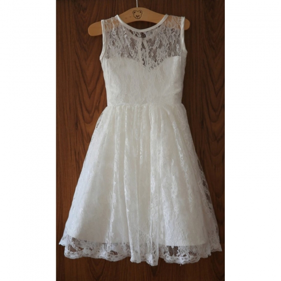 High Quality White Lace Flower Girl Dress/Birthday Girl Dress - Click Image to Close