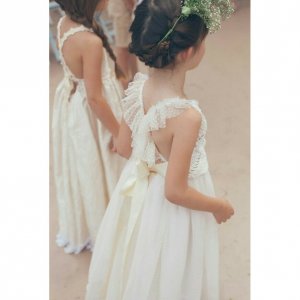 Cute Criss Cross Flower Girl Dress with Sash