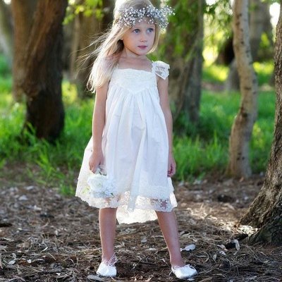 Stunning Square Sleeveless Flower Girl Dress - Asymmetry Beading Lace