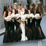 Hot Selling Black Scoop Sleeveless Floor-Length Ruched Bridesmaid Dress