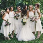 A-Line Asymmetrical Jewel White Chiffon Bridesmaid Dress Open Back