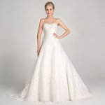 A-Line Sweetheart Court Train Wedding Dress with Appliques Beading