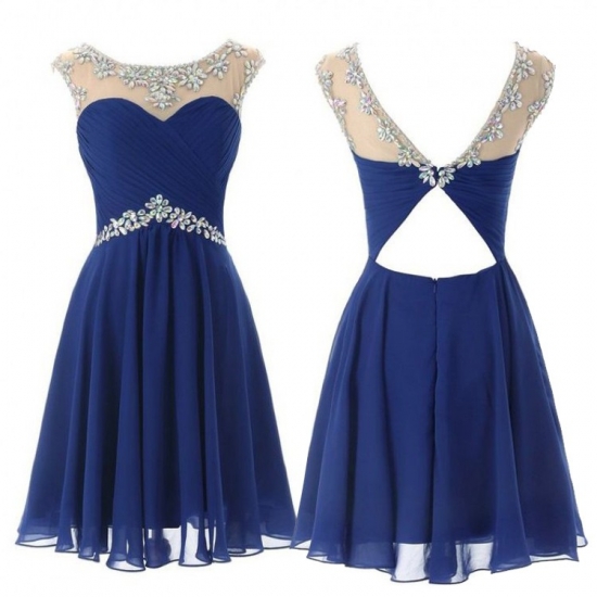 Hot Selling Royal Blue Cocktail/Homecoming Dress with Beaded - Click Image to Close