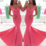 Elegant Mermaid Satin Coral Prom Dress with Straps