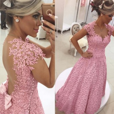 Elegant Long Prom Dress - Lilac Sheath Sweetheart with Lace