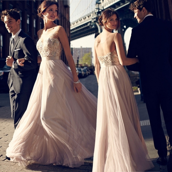 New Arrival Prom/Evening/Party Dress - Sheer Neck Tulle with Appliques - Click Image to Close